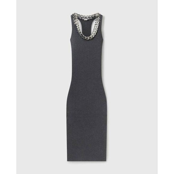 Stella McCartney Falabella Chain Dress in Dark Grey Melange M - Picture 4 of 4